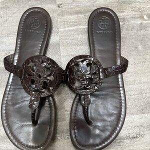 Tory Burch Dark Brown Thong Sandals